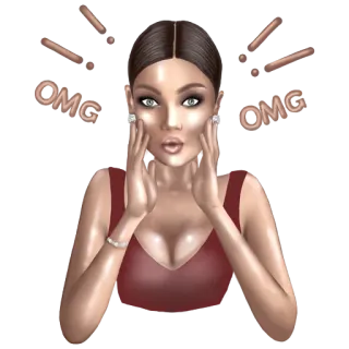 😱 OMG mujer, sorprendida, asombrada, omg, expresión, exclamación, wow whatsapp sticker