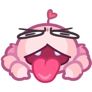 😛 만화, 이모지, 분홍색, 혀, 하트, 귀여운 telegram sticker