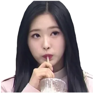 🐺 woman, drinking, straw, asian, kpop, girl, beverage whatsapp sticker