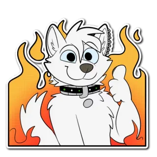 🔥 hond, wit, harig, duim omhoog, vuur telegram sticker