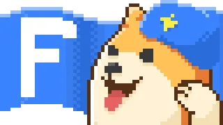 😊 F doge, мем, собака, пиксель арт, буква F telegram sticker