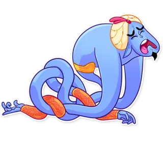 😫 Genie Aladdin cartoon, disney, personage, aladdin, geest, magie, lamp telegram sticker