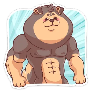 💪 chó, cơ bắp, hoạt hình, cường tráng, động vật, thú cưng, khỏe mạnh telegram sticker