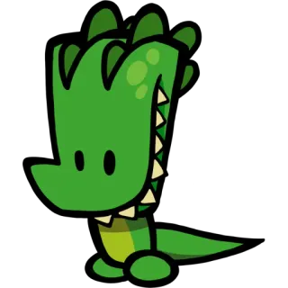 🤩 Dibujo animado, Animal, Verde, Personaje, Lagarto, Lindo whatsapp sticker
