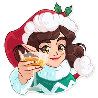 🥂 elf, weihnachten, feier, urlaub, getränk, party, cartoon, frau whatsapp sticker