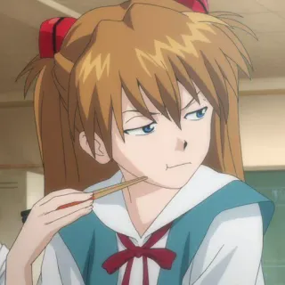 🥢 Asuka Langley Soryu Neon Genesis Evangelion anime, character, girl, Asuka, Neon Genesis Evangelion, portrait telegram sticker