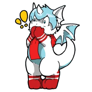 😲 naga, furry, lucu, musim dingin, dingin, syal, kartun, binatang telegram sticker