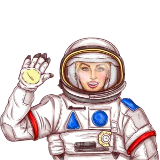👩 astronaut, woman, space, spacesuit, blonde, cartoon, art telegram sticker