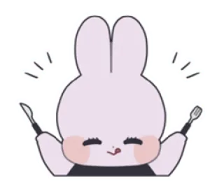 🎀 кролик, зайчик, мультик, милый, каваий, голодный, еда, ест telegram sticker