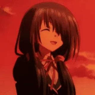 ❤ anime girl, red background, anime, smiling, character telegram sticker