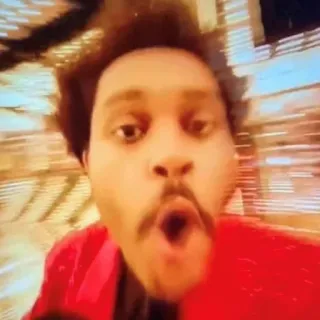 😮 The Weeknd musician, singer, red jacket, shocked, open mouth telegram sticker