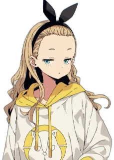 😍 Anime, Chica, Conejo, Sudadera con capucha, Personaje, Lindo telegram sticker