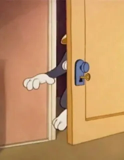 👀 desenho animado, porta, escondido, espiando, gato telegram sticker