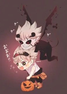 ✨ ゲゲゲ おおおお!! Anime, Halloween, Abóbora, Diabo, Chibi, Mangá, Desenho animado telegram sticker