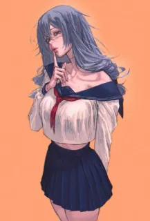 🔅 Anime, Femme, Chut, Sexy, Uniforme scolaire, Fille, Chuchotement telegram sticker