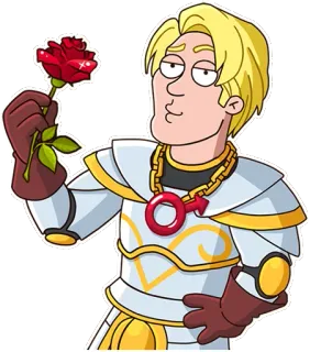 🌹 Kreskówka, Postać, Róża, Męski telegram sticker
