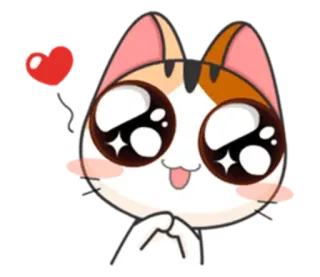 😍 gato, coração, amor, fofo, kawaii, desenho animado telegram sticker