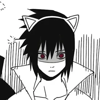 🔪 Sasuke Naruto Anime, Manga, Sasuke Uchiha, Orejas de gato, Fanart whatsapp sticker