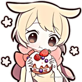 🥰 Cartoon, Niedlich, Essen, Dessert, Anime, Figur, Kawaii, Kuchen telegram sticker