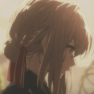 💎 Violet Evergarden Anime, Cô gái, Buồn, Chân dung, Phụ nữ, Phim hoạt hình telegram sticker