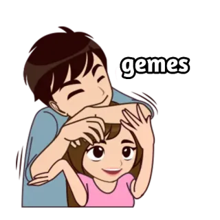 🙆 gemes carinho, fofo, casal, amor, desenho animado telegram sticker