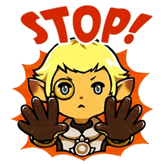✋ STOP! ストップ, カートゥーン, 手, エクスクラメーション, オレンジ telegram sticker