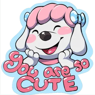 🥰 You are so CUTE cute, dog, sweet, adorable, cartoon, kawaii telegram sticker
