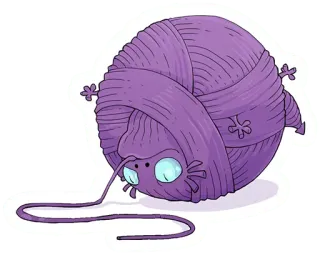 ✂ lila, garn, ball, kreatur, cartoon, monster telegram sticker
