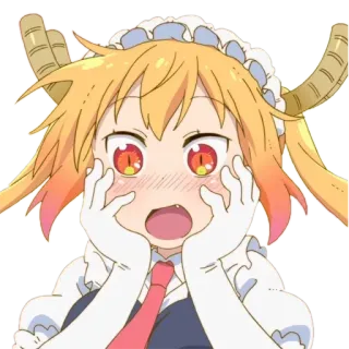 😳 Tohru Miss Kobayashi's Dragon Maid Аниме, Дракон, Горничная, Каваий, Милый, Смущенный, Тору, Дракон-горничная госпожи Кобаяси telegram sticker