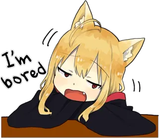😤 I'm bored gelangweilt, Anime, Fuchsmädchen, süß, faul whatsapp sticker