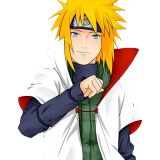 😏 Minato Namikaze Naruto Anime, Ninja, capelli gialli, occhi blu, Hokage telegram sticker