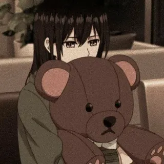 🧸 anime, girl, teddy bear, sad, cartoon, drawing telegram sticker