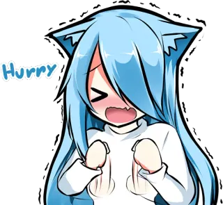 😥 Hurry Anime, Kreskówka, Słodkie, Pospiesz się, Kawaii, Manga telegram sticker