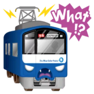 😨 What !? trem, desenho animado, azul, transporte, elétrico, expresso telegram sticker