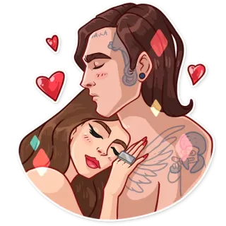 💏 사랑, 커플, 로맨틱, 애정, 하트, 포옹, 만화 telegram sticker