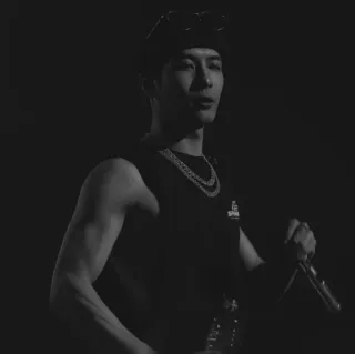 ™ singer, man, black and white, music, microphone telegram sticker