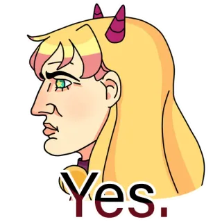 👸 Yes. ใช่, ปีศาจ, เขา, ข้อตกลง, การ์ตูน, สติกเกอร์ telegram sticker