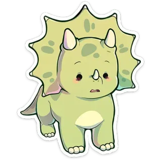 😯 공룡, 트리케라톱스, 귀여운, 동물, 선사 시대, 만화, 스티커 telegram sticker