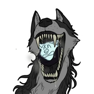 🍗 wolf, vore, monster, animal, cartoon, scary telegram sticker
