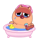 😭 Cartoon, Verdrietig, Wijn, Bad, Eend, Ontspanning telegram sticker