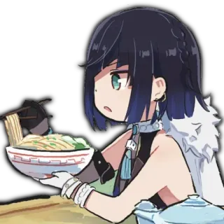 🍜 Yelan Genshin Impact Anime, Słodkie, Yelan, Genshin Impact, Jedzenie, Makaron telegram sticker
