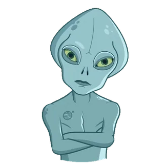 🤡 Alien, Kartun, Alien Abu-abu, Ekstraterestrial, Fiksi ilmiah, Luar angkasa whatsapp sticker