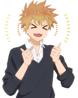 👍 Anime, Kartun, Karakter, Jempol ke atas, Senang, Manga whatsapp sticker