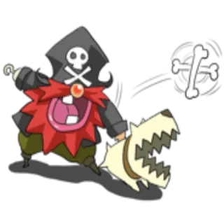 🐶 bajak laut, tengkorak, kartun, anjing, pedang, karakter, jenggot whatsapp sticker