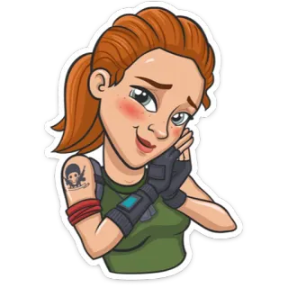 ☺️ Cartoon, Frau, Mädchen, Soldat, bewaffnet telegram sticker