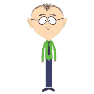 🤨 Mr. Herbert Garrison South Park cartoon, teacher, glasses, green shirt, male character telegram sticker