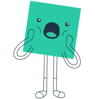 😱 Dibujo animado, Cuadrado, Personaje, Divertido, Impactado, Sorprendido, Tierno telegram sticker