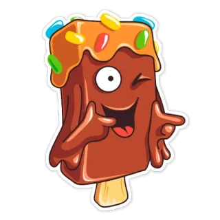 👍 Lizak lodowy, Lody, Kreskówka, Deser, Słodki, Uroczy telegram sticker