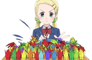 🏗 Anime, Gru di carta, Uniforme scolastica, Ragazza, Origami telegram sticker