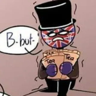 🍵 B-but- 英国, Countryhuman, 茶, 卡通 telegram sticker